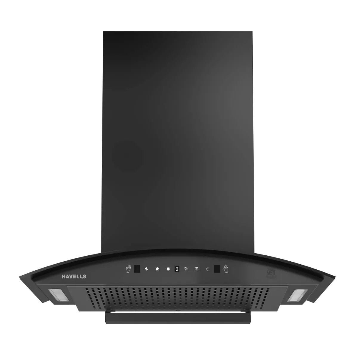 Havells Avior Plus 60 cm Curved Filterless Auto Clean Wall Mounted Chimney (GHKCNBPK0)